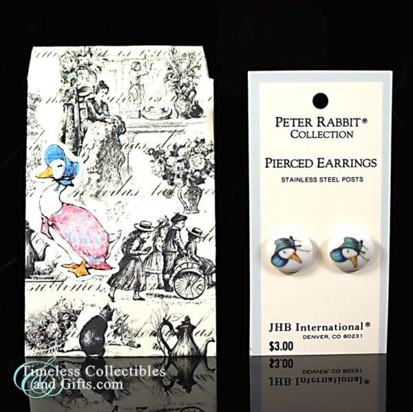 1976 Beatrix Potter Jemima Puddle Duck Earrings Jewelry 1