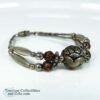 1980s Bracelet Silver Plated Rosebud Bugle Oval Beads 4