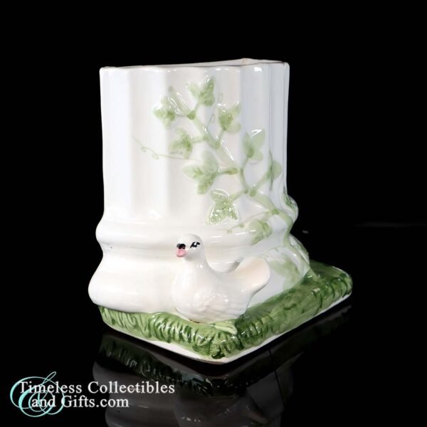 1980s Polished White Ceramic Garden Vase 2a