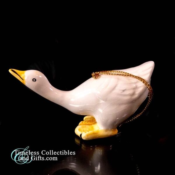 1980s Porcelain Ceramic White Goose Ornament Hunched Over 5