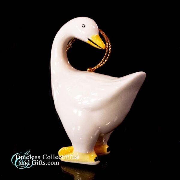 1980s Porcelain Ceramic White Goose Ornament Looking Back 5