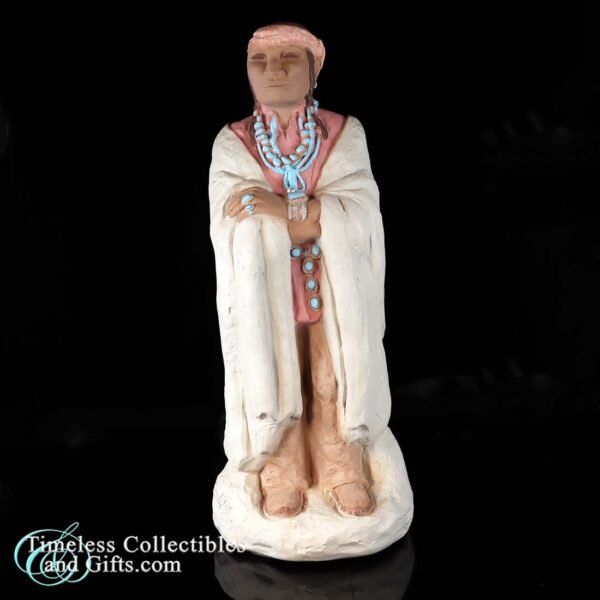 1985 Vintage Navajo Man Sculpture Hand Painted Signed by Artist Cleo Teissedre 2a