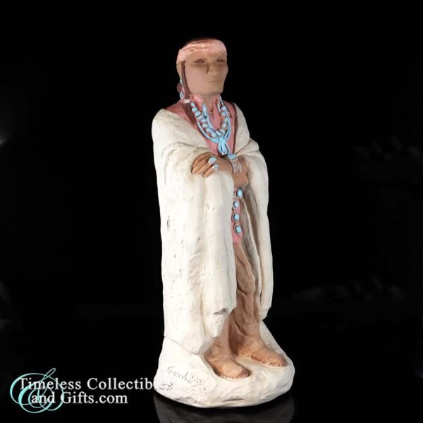 1985 Vintage Navajo Man Sculpture Hand Painted Signed by Artist Cleo Teissedre 3a
