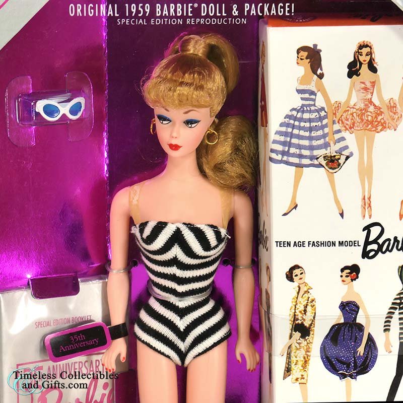 1993 35th Anniversary Barbie Doll Original 1959 Doll Package Reproduction Special Edition 1