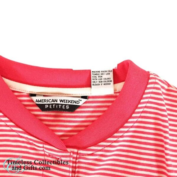 American Weekends Petites Medium Pink White Stripes 4