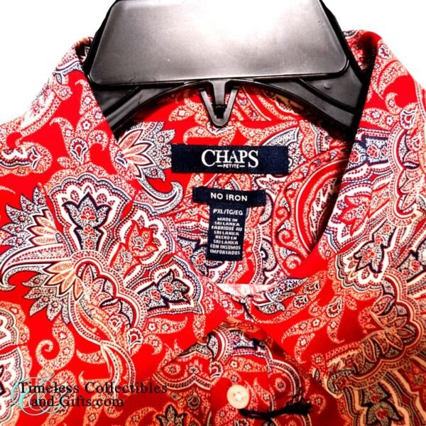 Chaps PXL Lady Red Paisley Button Down Long Sleeve Shirt 4