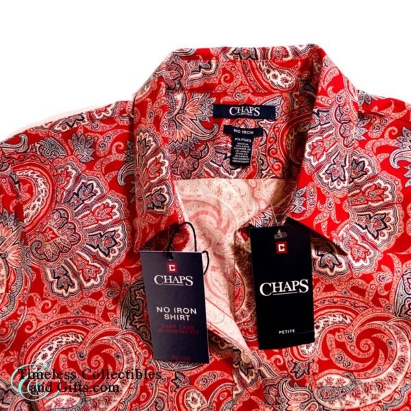 Chaps PXL Lady Red Paisley Button Down Long Sleeve Shirt 6