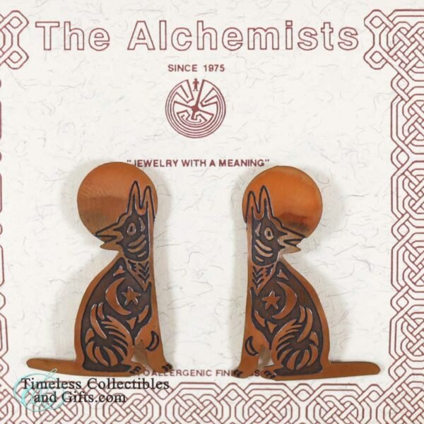 Coyote Symbol The Alchemists Laser Cut Metal Jewelry Copper Earrings 2 1