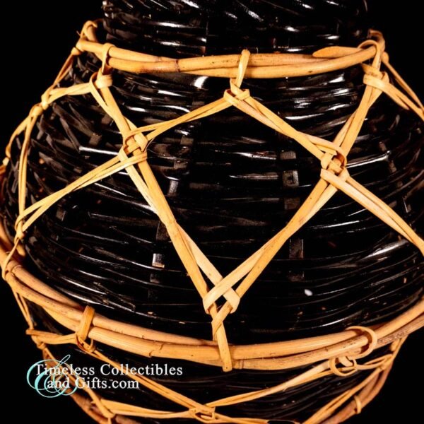 Designer Two Tone Black Natural Wicker Rattan Basket 11