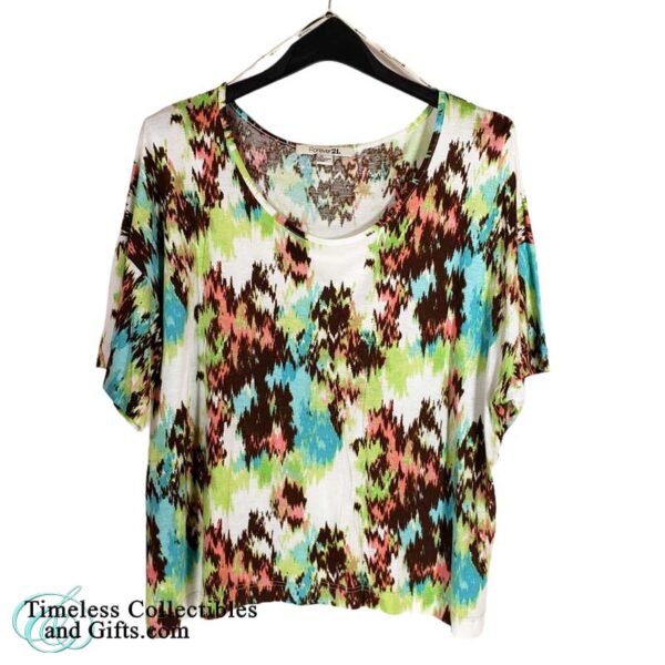 Forever 21 Multicolor Green Brown Top 1