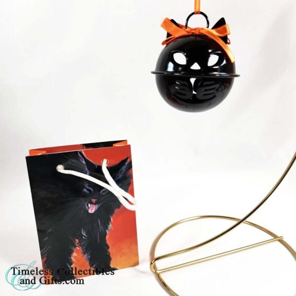 Halloween Round Metal Black Cat Jingle Bell and Gift Bag 2