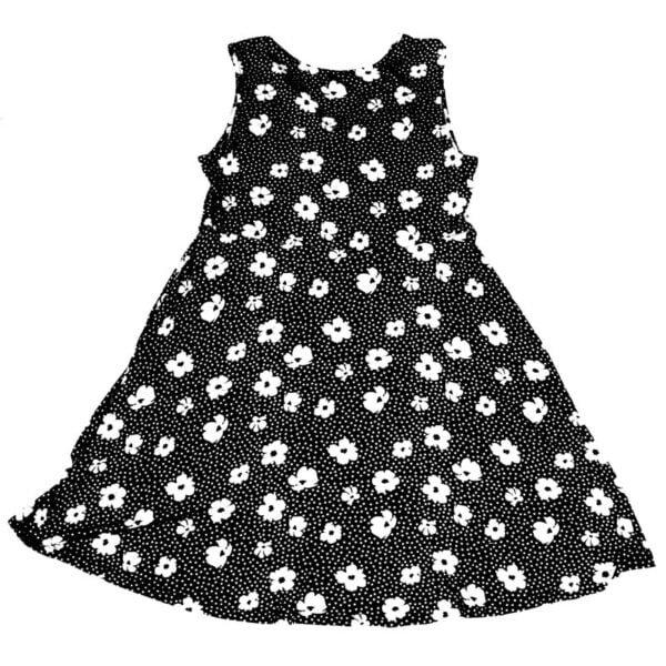 Justify Sleeveless V Neck Black White Flowers Polka Dot Dress XL 8