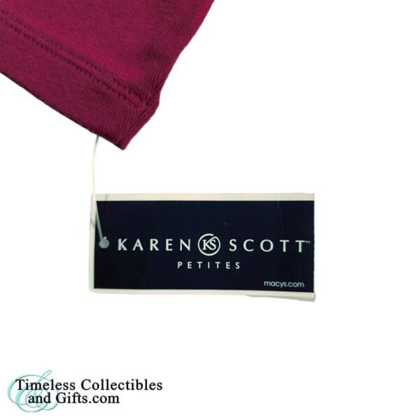 Karen Scott Petite Red Silver Stud V Neck Pullover Top Size PL 9