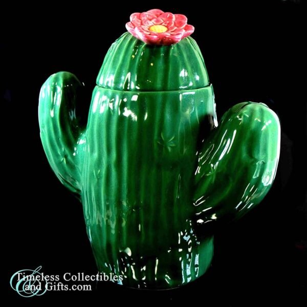 Large Polilshed Ceramic Green Cactus with Lid 1