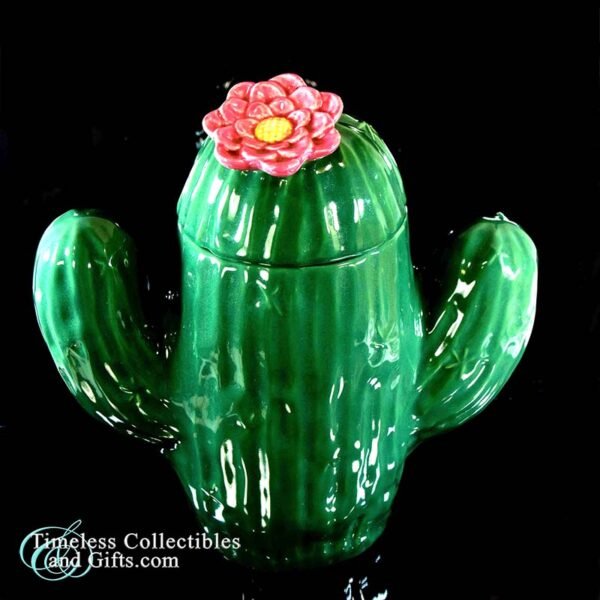Large Polilshed Ceramic Green Cactus with Lid 2