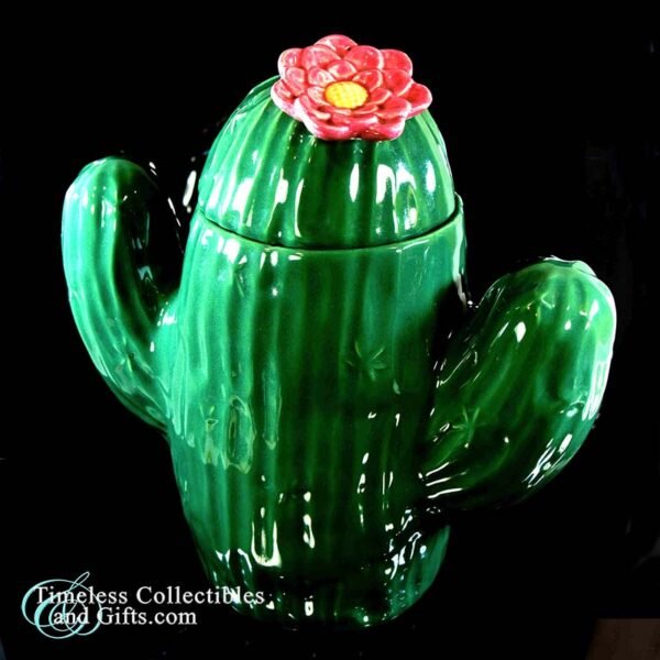 Large Polilshed Ceramic Green Cactus with Lid 3