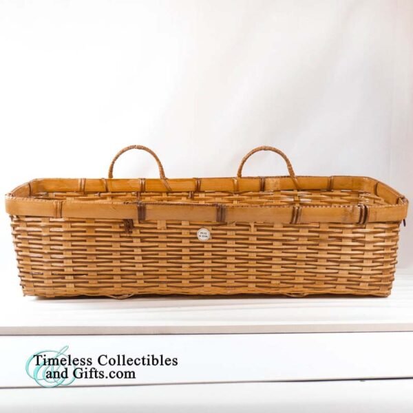 Ledge Basket Chinese Two Tone Bamboo Wicker Rattan 16 Inch 2