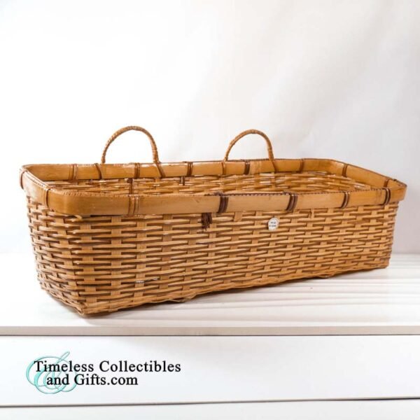 Ledge Basket Chinese Two Tone Bamboo Wicker Rattan 16 Inch 3