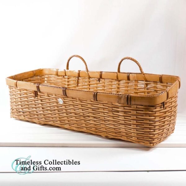 Ledge Basket Chinese Two Tone Bamboo Wicker Rattan 16 Inch 4