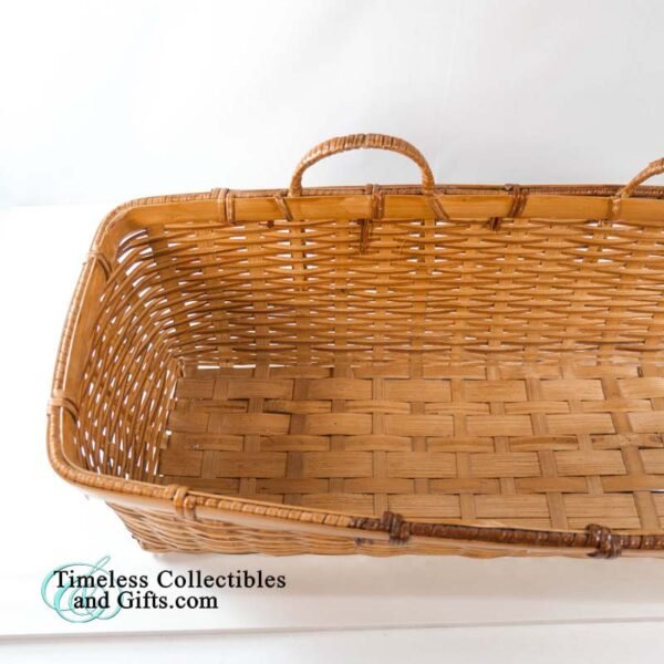 Ledge Basket Chinese Two Tone Bamboo Wicker Rattan 16 Inch 5