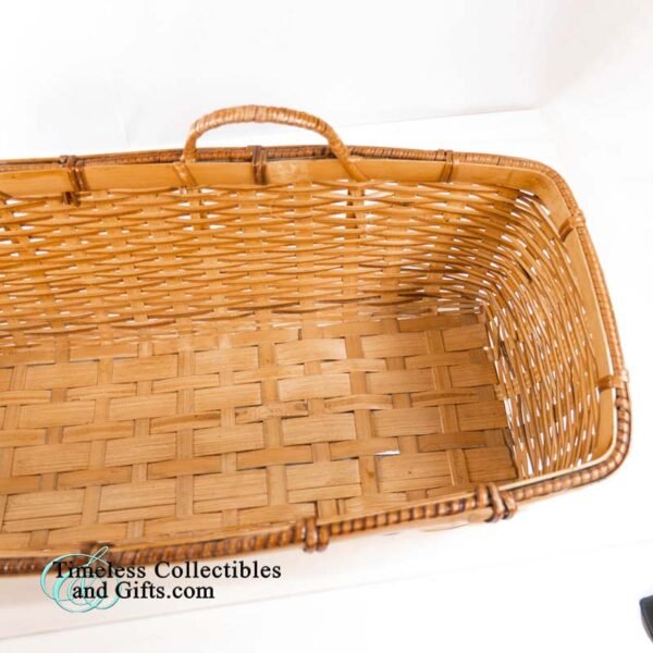 Ledge Basket Chinese Two Tone Bamboo Wicker Rattan 16 Inch 7