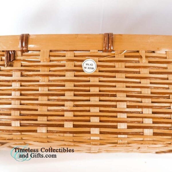 Ledge Basket Chinese Two Tone Bamboo Wicker Rattan 16 Inch 8