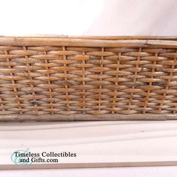 Ledge Basket Whitewash Bamboo Woven Rattan 24 Inch 10