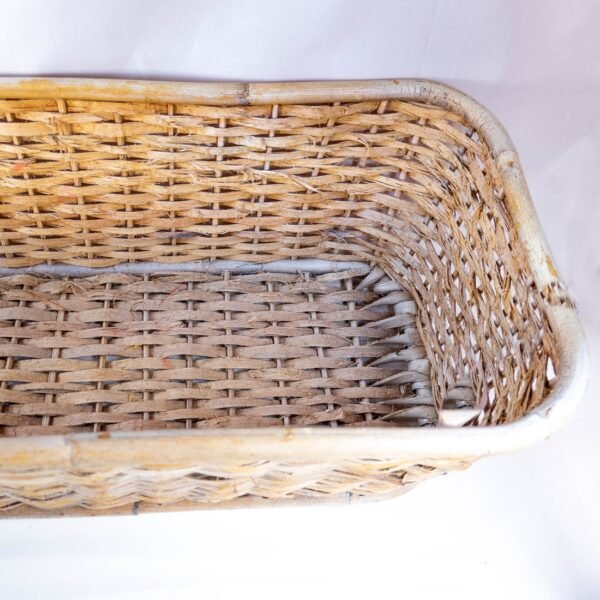 Ledge Basket Whitewash Bamboo Woven Rattan 24 Inch 4 inPixio