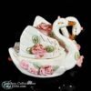 Porcelain Double Swan Trinket Box 11