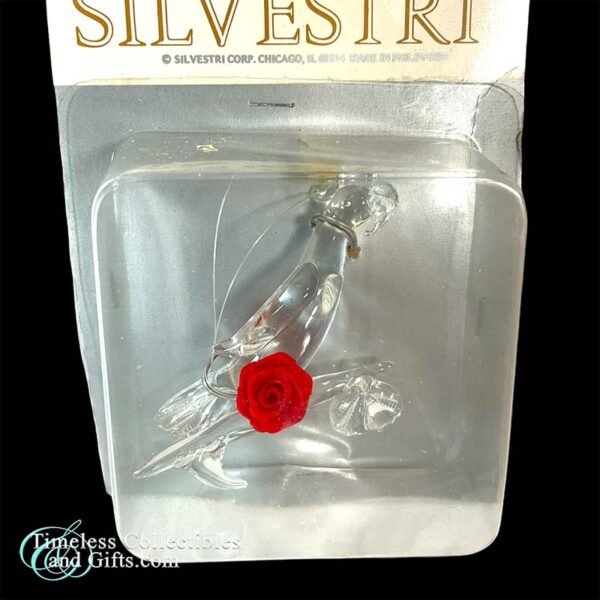 Silvestri Glass Clear Parrot with Rose Ornament 1 copy 1