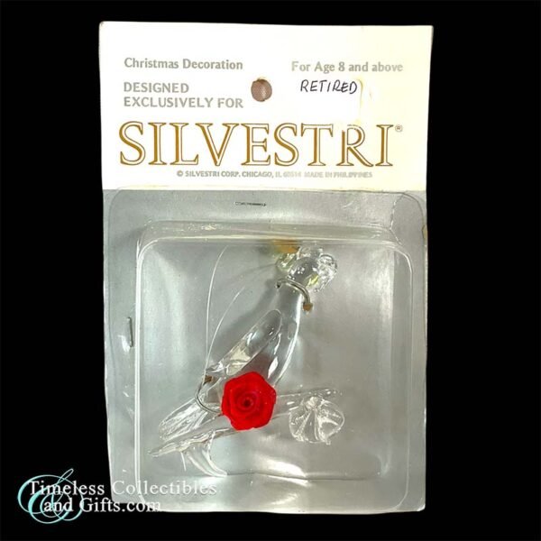 Silvestri Glass Clear Parrot with Rose Ornament 2 copy 1