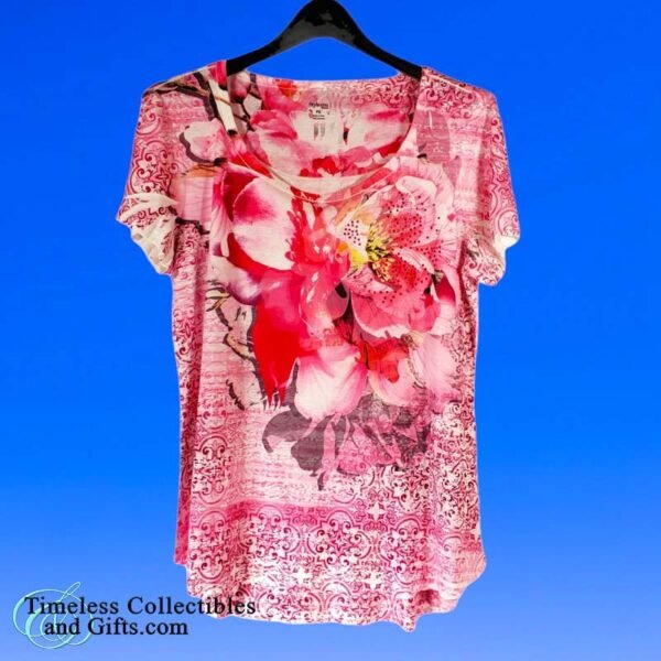 StyleCo Rose Floral Beaded Top Petite PXL 4