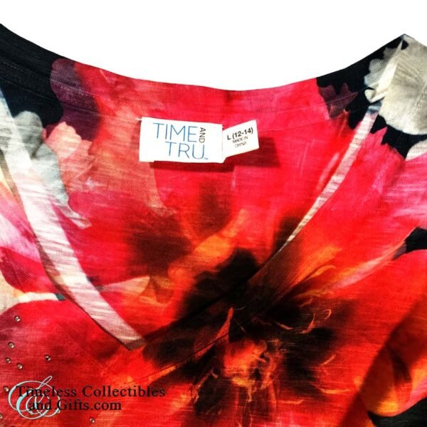 Time and True Multicolor Floral with Rhinestones Top Large 10