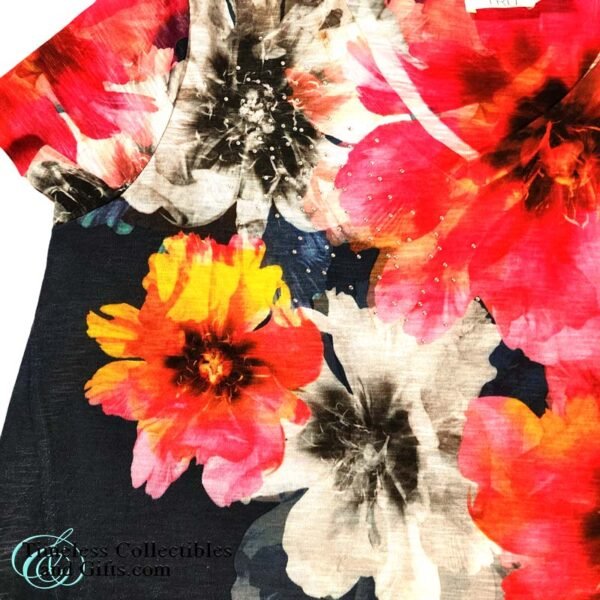 Time and True Multicolor Floral with Rhinestones Top Large 9