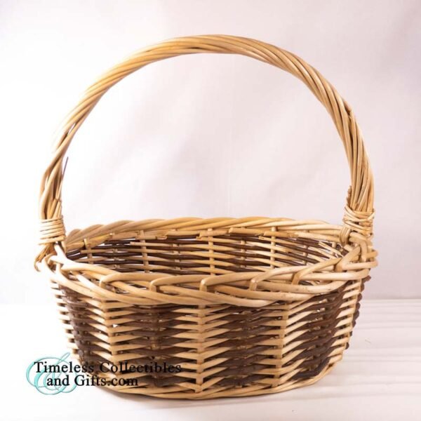 Two Tone Brown Woven Reed Basket 1