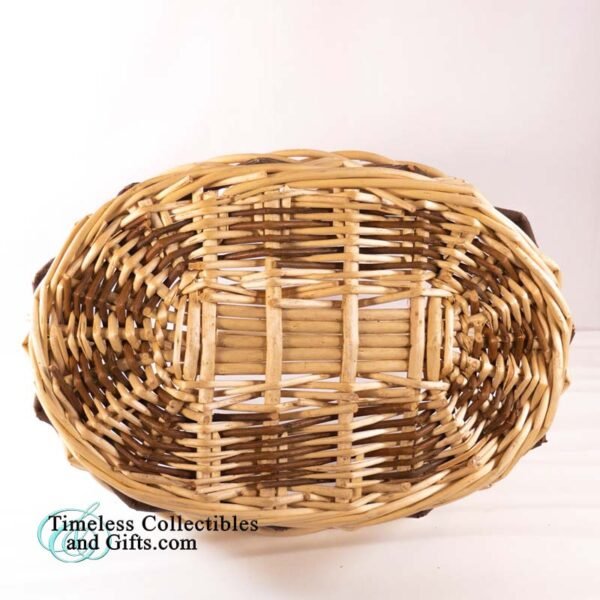 Two Tone Brown Woven Reed Basket 6