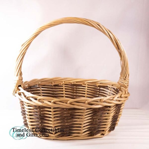 Two Tone Brown Woven Reed Basket 7