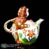 Vintage Cloisonne Enamel Gold Wire Decorative Miniature Monkey Teapot 4