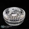Vintage Covered Crystal Bowl with Etched Hummingbird and Flower 1