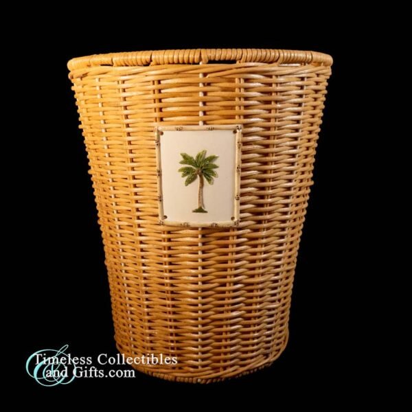 Vintage Palm Tree Rattan Wicker Basket 1