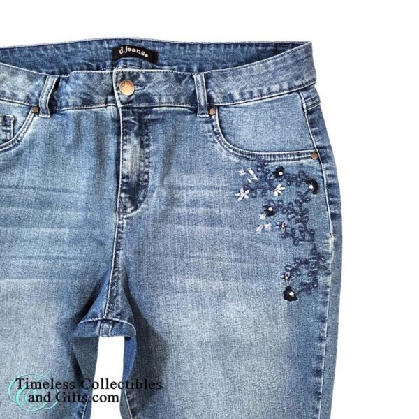 d.Jeans Embroided Floral Design Denim Capri Jeans 14P 5