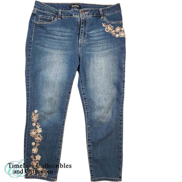 d.Jeans Petite New York Modern Fit Floral Embroidered Design Denim Jeans 12P 1