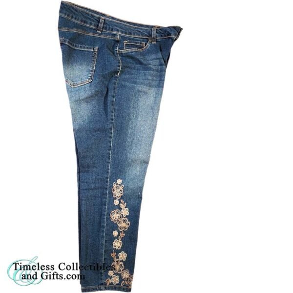d.Jeans Petite New York Modern Fit Floral Embroidered Design Denim Jeans 12P 2