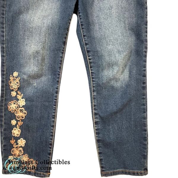 d.Jeans Petite New York Modern Fit Floral Embroidered Design Denim Jeans 12P 4