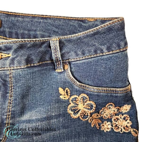 d.Jeans Petite New York Modern Fit Floral Embroidered Design Denim Jeans 12P 6