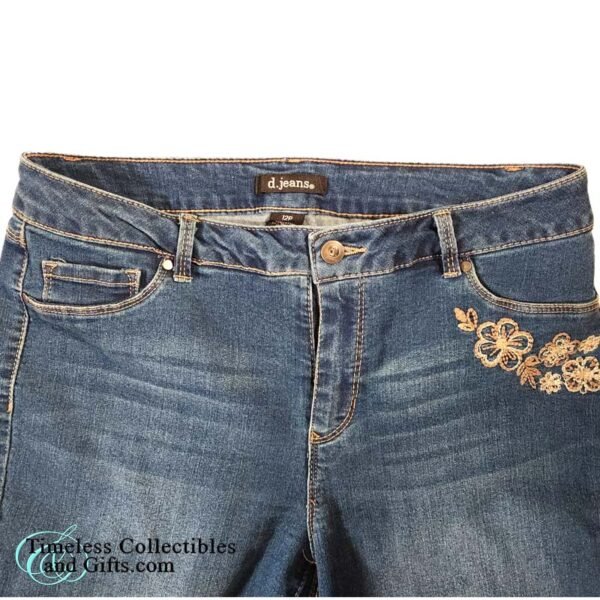 d.Jeans Petite New York Modern Fit Floral Embroidered Design Denim Jeans 12P 7