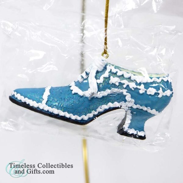1619 Pacific Rim High Heel Blue White Glitter Shoe Ornament 2