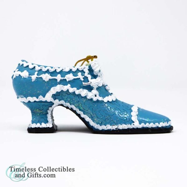1619 Pacific Rim High Heel Blue White Glitter Shoe Ornament 3
