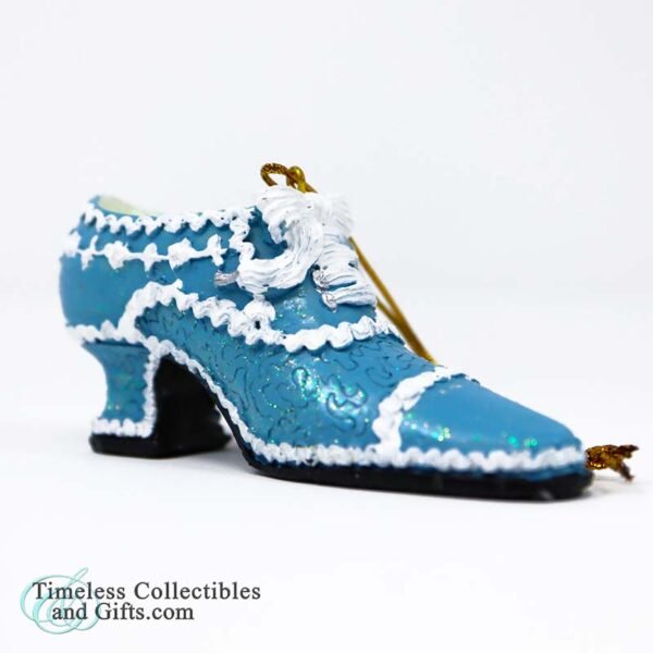 1619 Pacific Rim High Heel Blue White Glitter Shoe Ornament 4