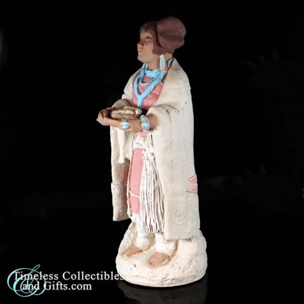 1986 Vintage Zuni Corn Lady Sculpture Hand Painted Signed by Artist Cleo Teissedre 3a